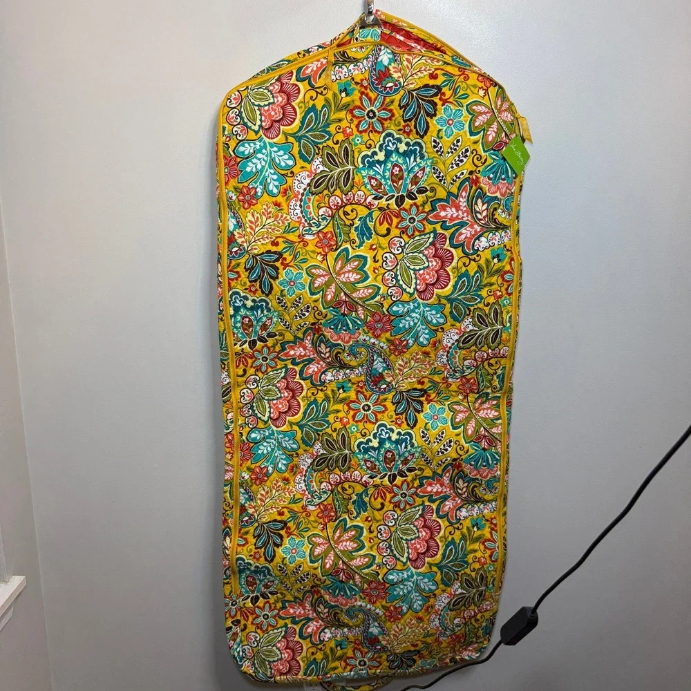 Vera Bradley Provencal Quilted Cotton Garment Bag Floral Paisley Yellow NWT